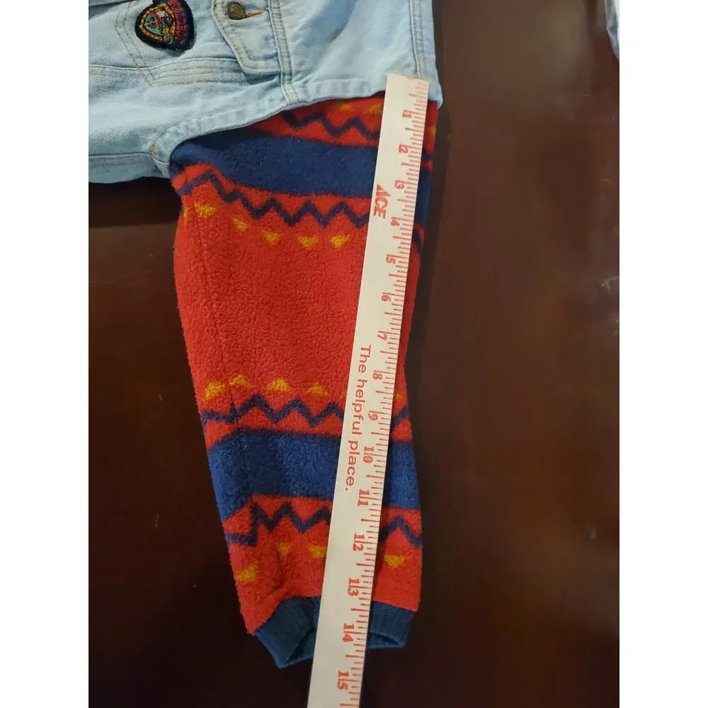 Vtg 90s Bugle Boy Denim Fleece Hooded Jacket Youth Little Boy Size XL Southwest